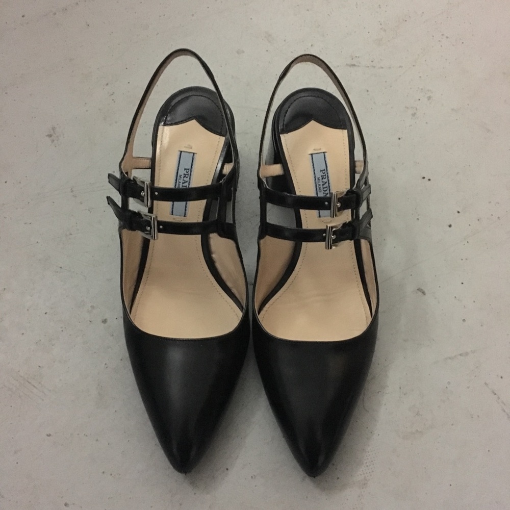 Prada block heels dress shoes